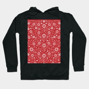 Beautiful Paisley Floral Pattern - Red and White Hoodie